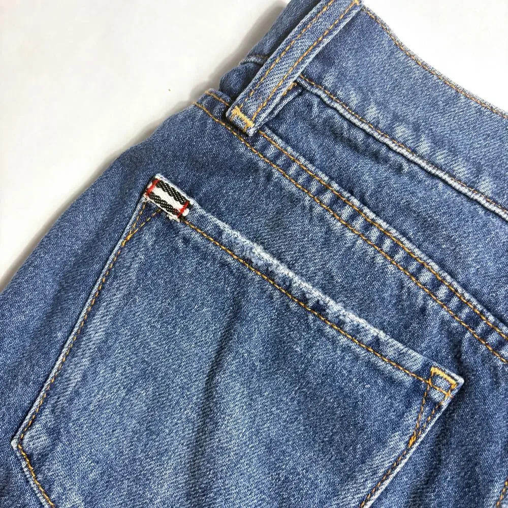 Alice + Olivia Trish Low-Rise Baggy Denim Shorts Lola Blue Wash Size 25